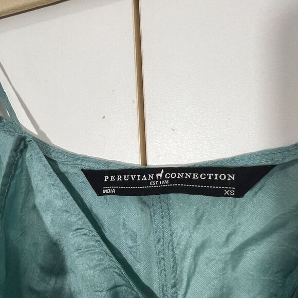 Peruvian Connection Swing Tank Top Cami Women’s XS Silk Green Lightweight - Picture 3 of 7
